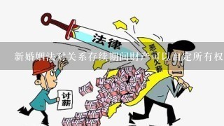 新婚姻法对关系存续期间财产可以自定所有权吗?